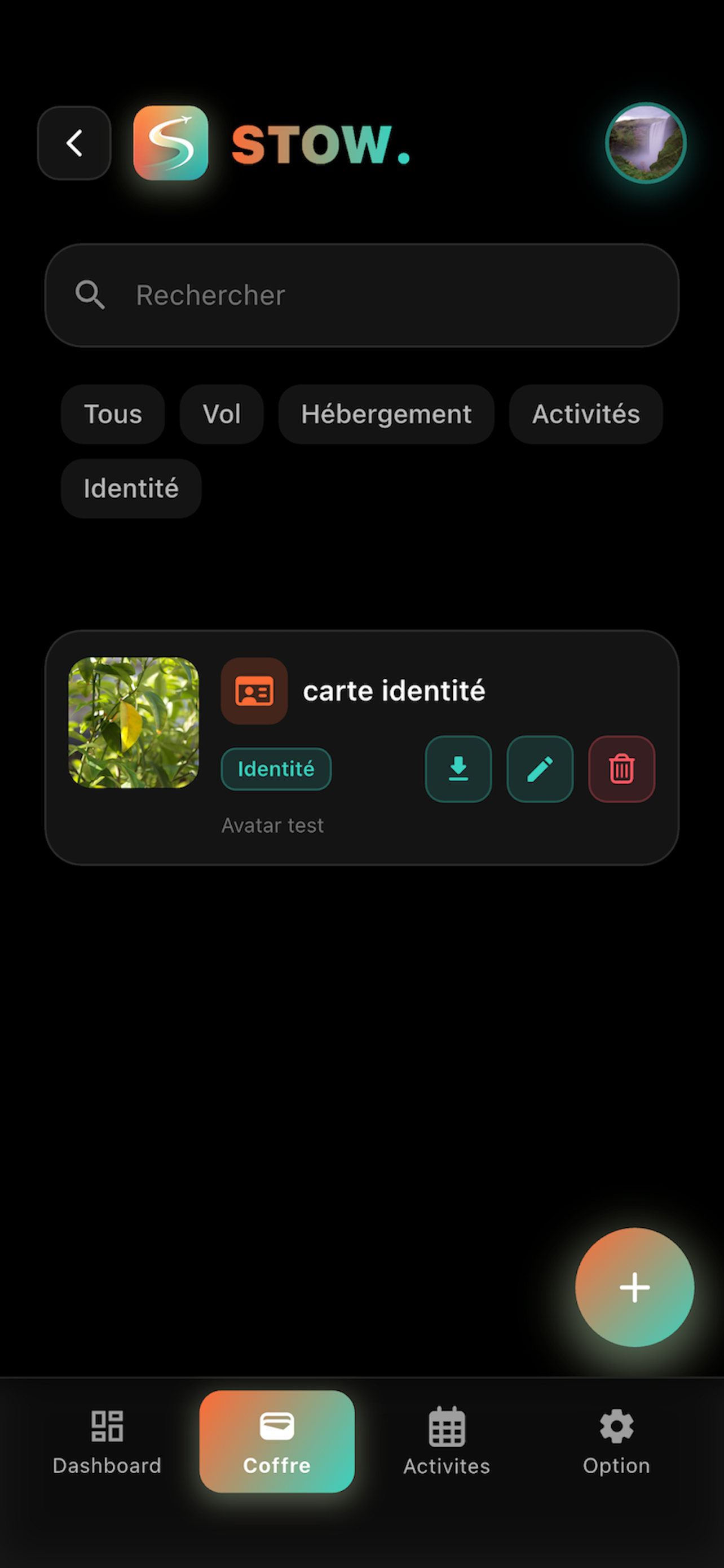 Capture d'écran Stow — partage en groupe